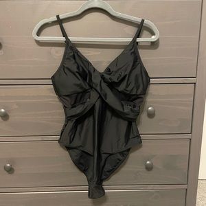 NWT: one piece black mesh swimsuit